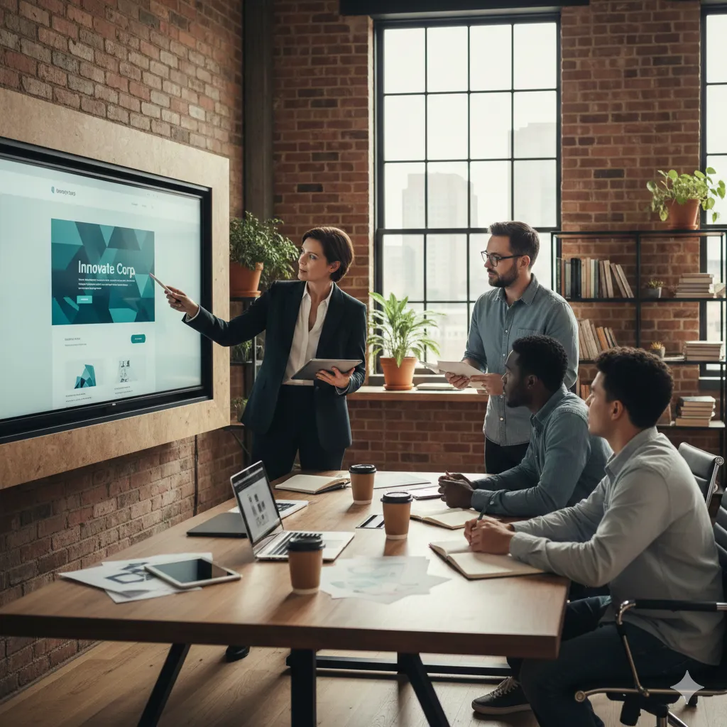 Présentation de stratégie web devant une équipe